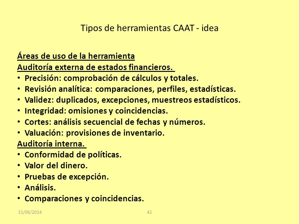 Tipos de herramientas CAAT - idea