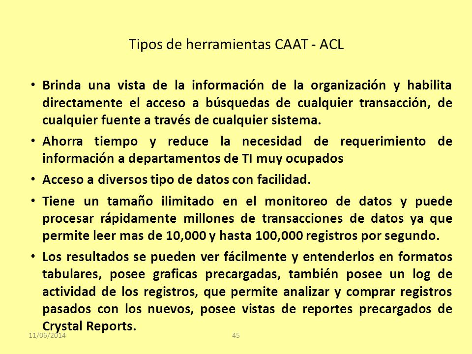 Tipos de herramientas CAAT - ACL