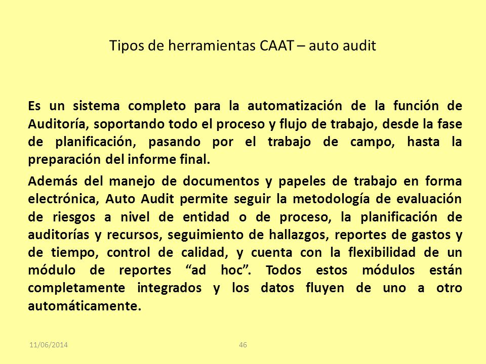 Tipos de herramientas CAAT – auto audit