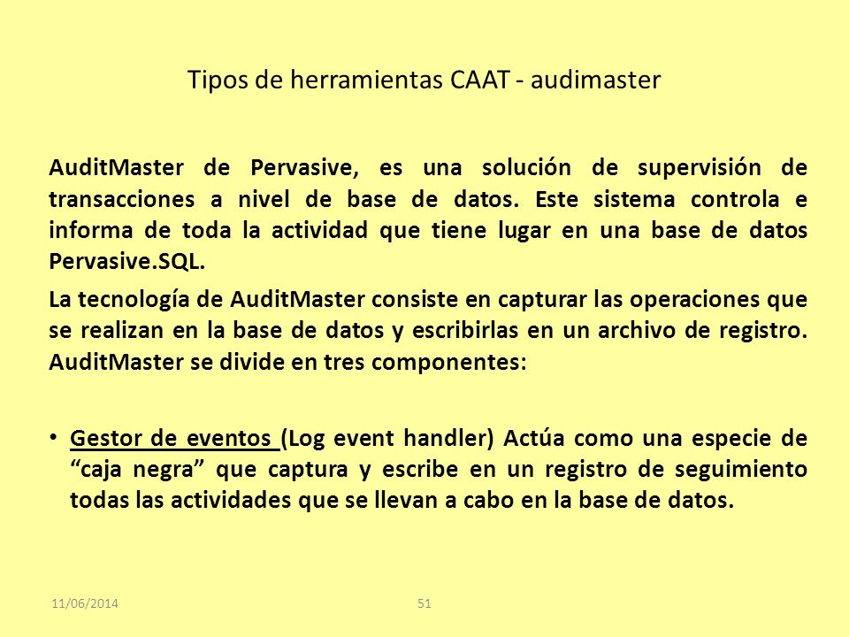 Tipos de herramientas CAAT - audimaster