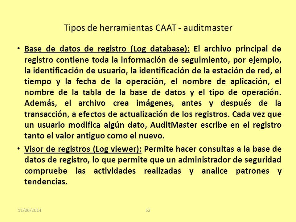 Tipos de herramientas CAAT - auditmaster