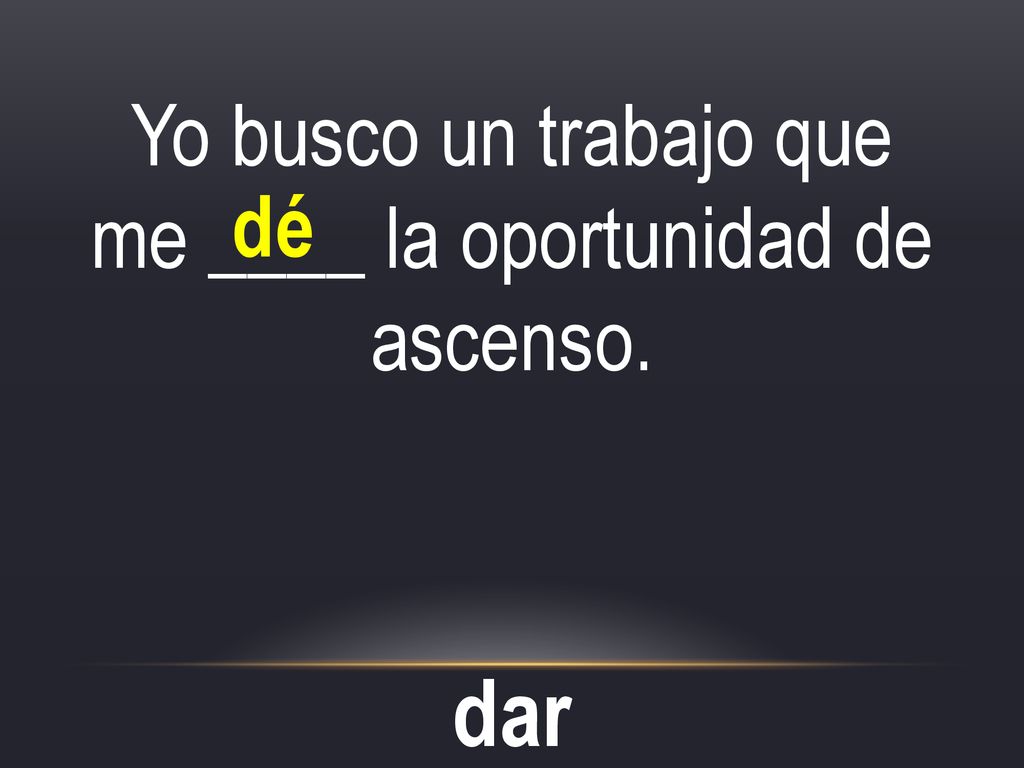 Yo busco un trabajo que me ____ la oportunidad de ascenso.