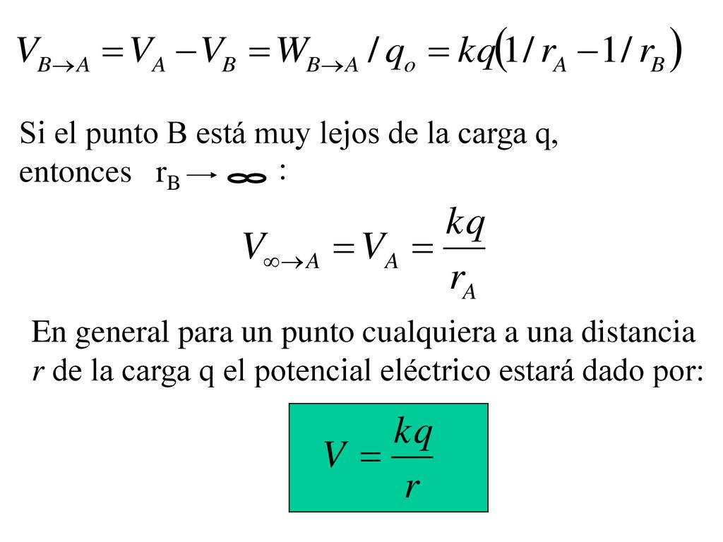 Si el punto B está muy lejos de la carga q,