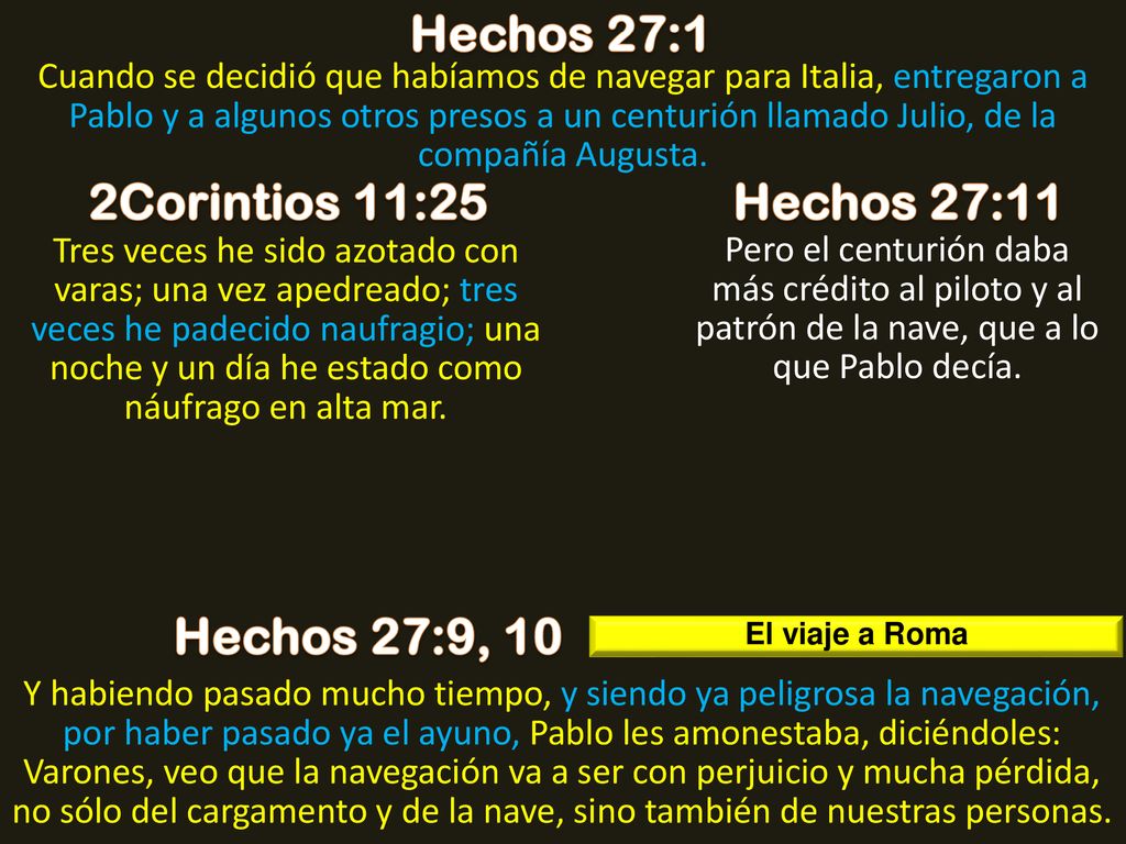 Hechos 27:1 2Corintios 11:25 Hechos 27:11 Hechos 27:9, 10