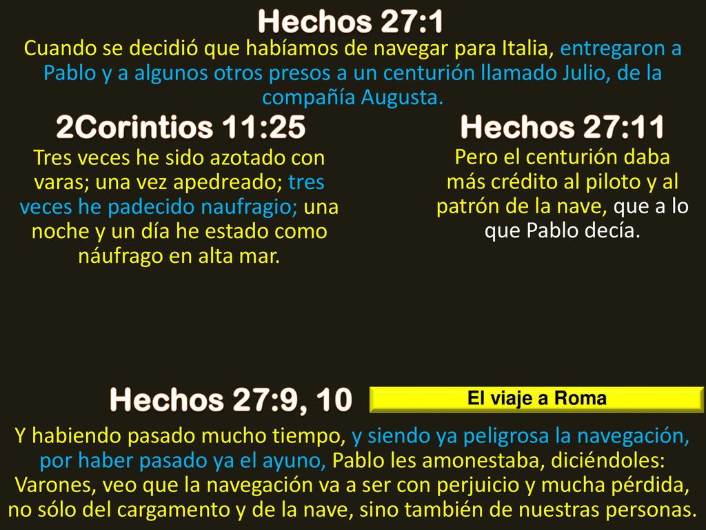 Hechos 27:1 2Corintios 11:25 Hechos 27:11 Hechos 27:9, 10