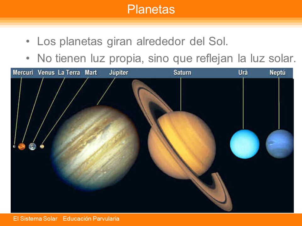 Planetas Los planetas giran alrededor del Sol.