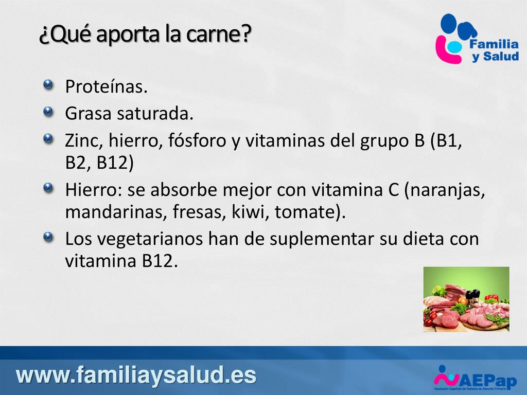 ¿Qué aporta la carne   Proteínas. Grasa saturada.