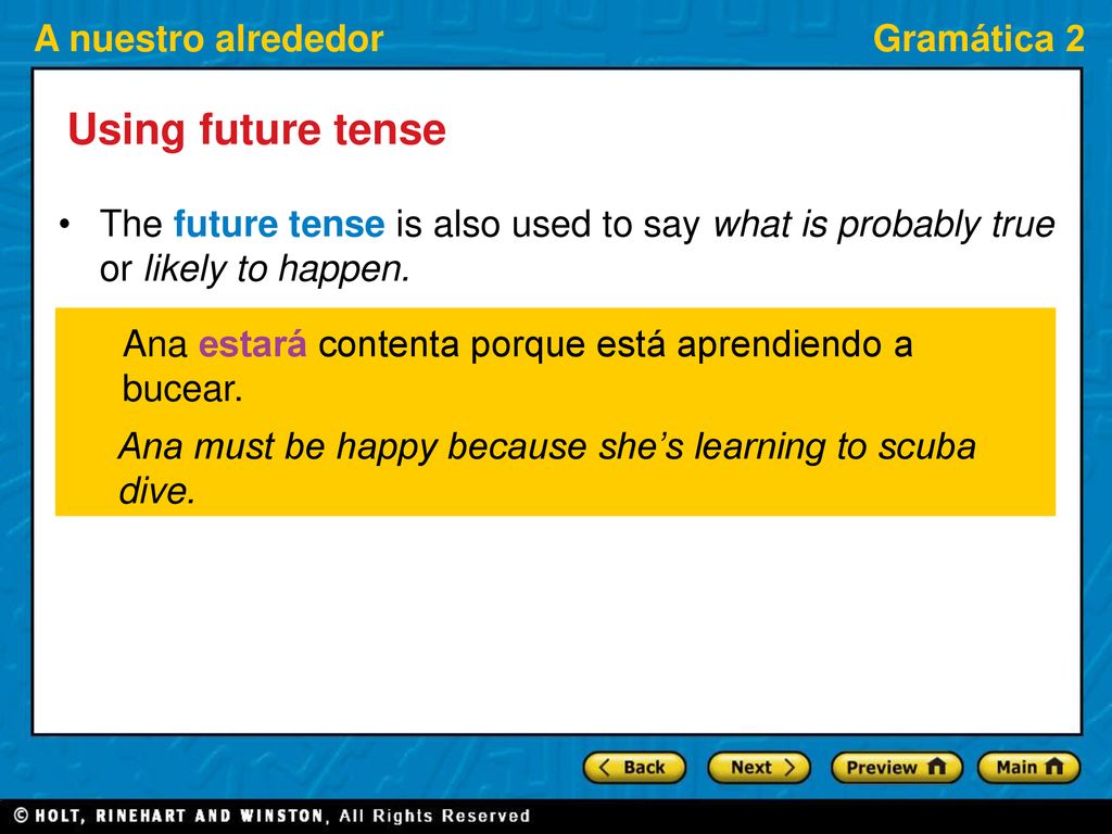 Using future tense The future tense is also used to say what is probably true or likely to happen.