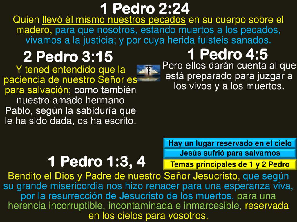 1 Pedro 2:24 1 Pedro 4:5 2 Pedro 3:15 1 Pedro 1:3, 4