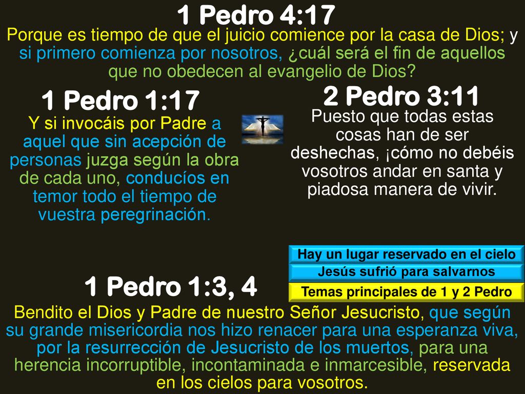 1 Pedro 4:17 2 Pedro 3:11 1 Pedro 1:17 1 Pedro 1:3, 4