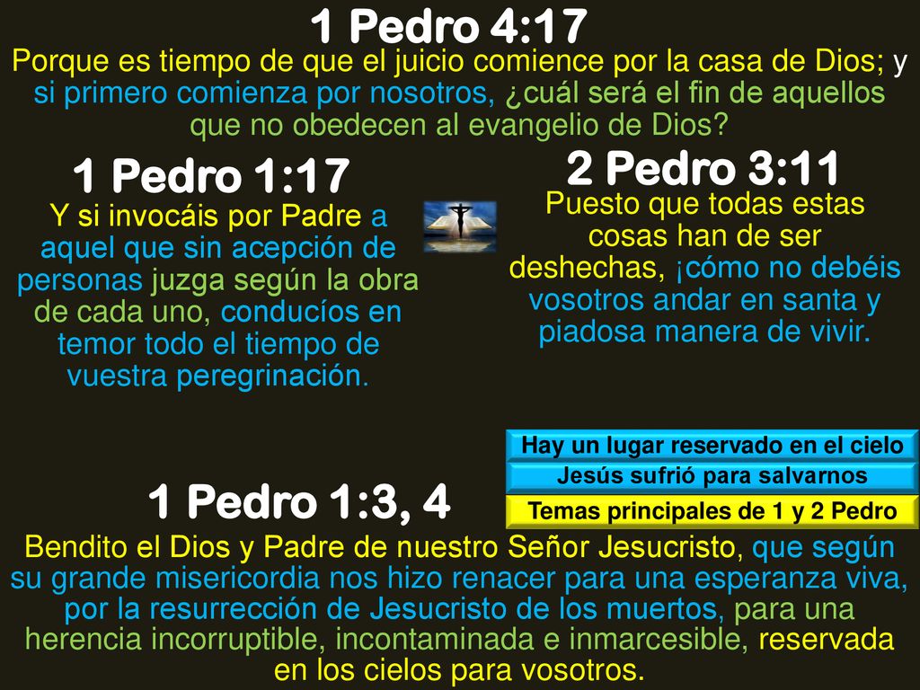 1 Pedro 4:17 2 Pedro 3:11 1 Pedro 1:17 1 Pedro 1:3, 4