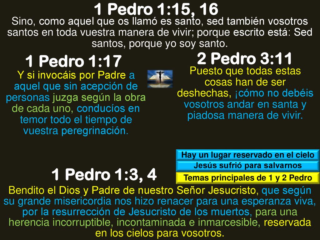 1 Pedro 1:15, 16 2 Pedro 3:11 1 Pedro 1:17 1 Pedro 1:3, 4