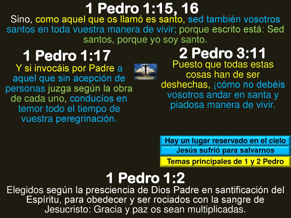 1 Pedro 1:15, 16 2 Pedro 3:11 1 Pedro 1:17 1 Pedro 1:2