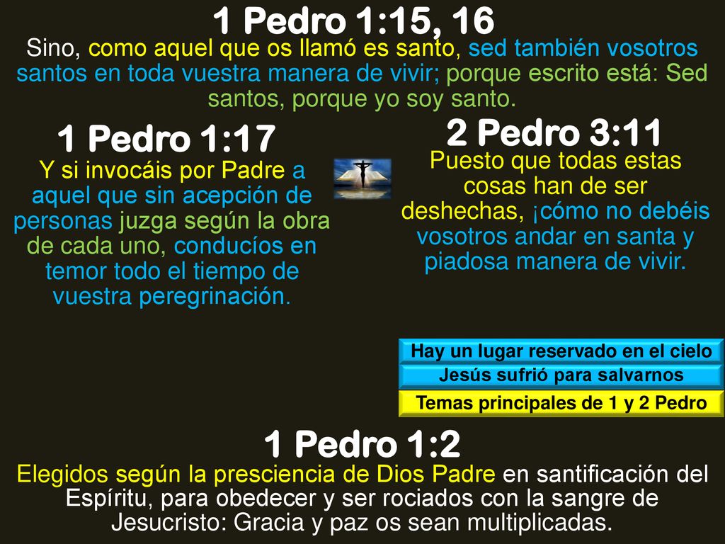 1 Pedro 1:15, 16 2 Pedro 3:11 1 Pedro 1:17 1 Pedro 1:2