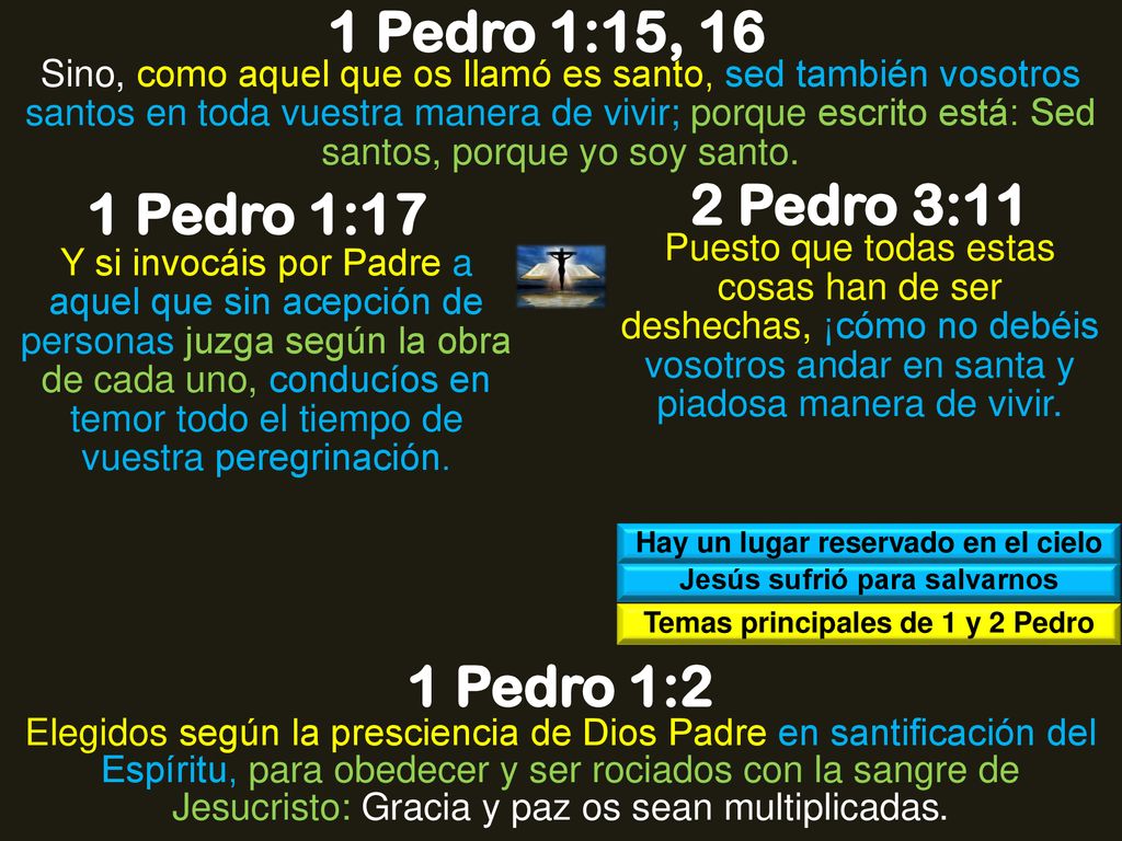1 Pedro 1:15, 16 2 Pedro 3:11 1 Pedro 1:17 1 Pedro 1:2