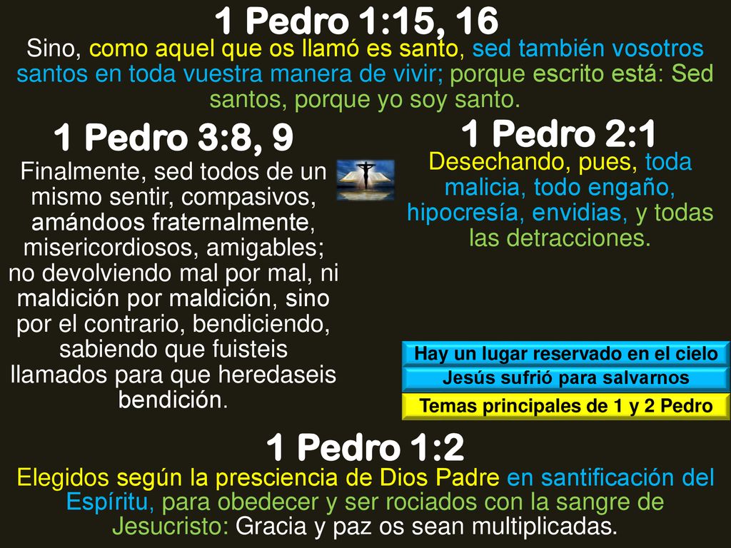 1 Pedro 1:15, 16 1 Pedro 3:8, 9 1 Pedro 2:1 1 Pedro 1:2