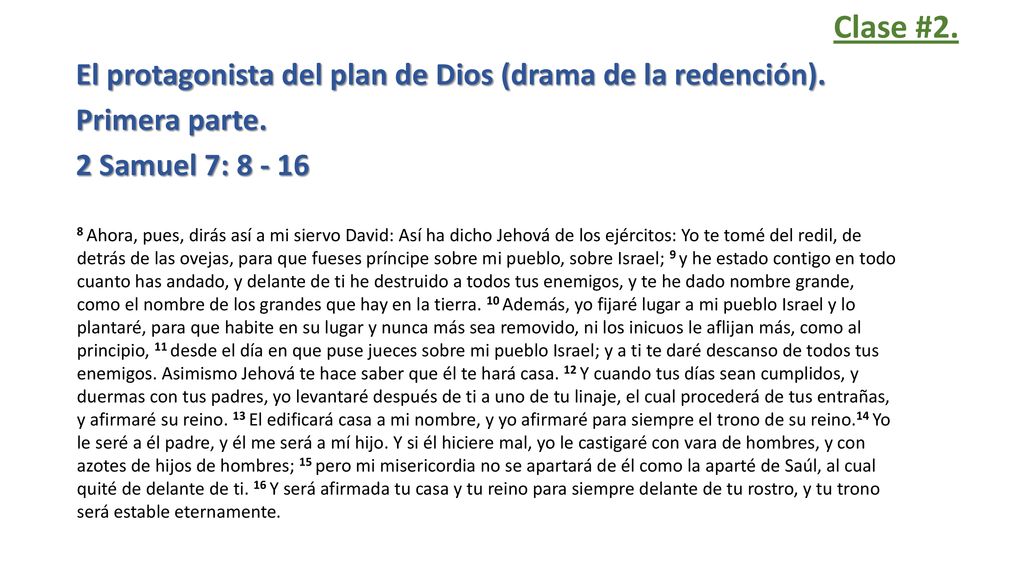 Clase #2. El protagonista del plan de Dios (drama de la redención).