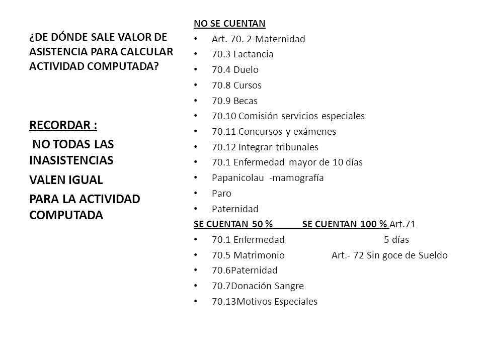 ¿DE DÓNDE SALE VALOR DE ASISTENCIA PARA CALCULAR ACTIVIDAD COMPUTADA