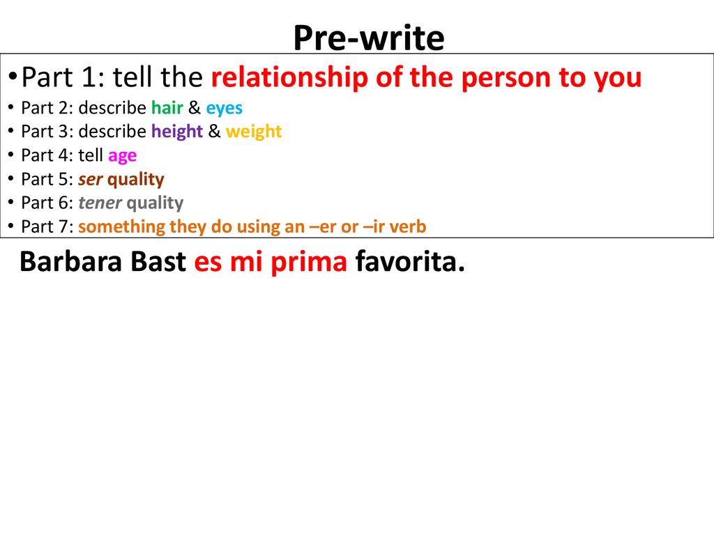Pre-write Part 1: tell the relationship of the person to you