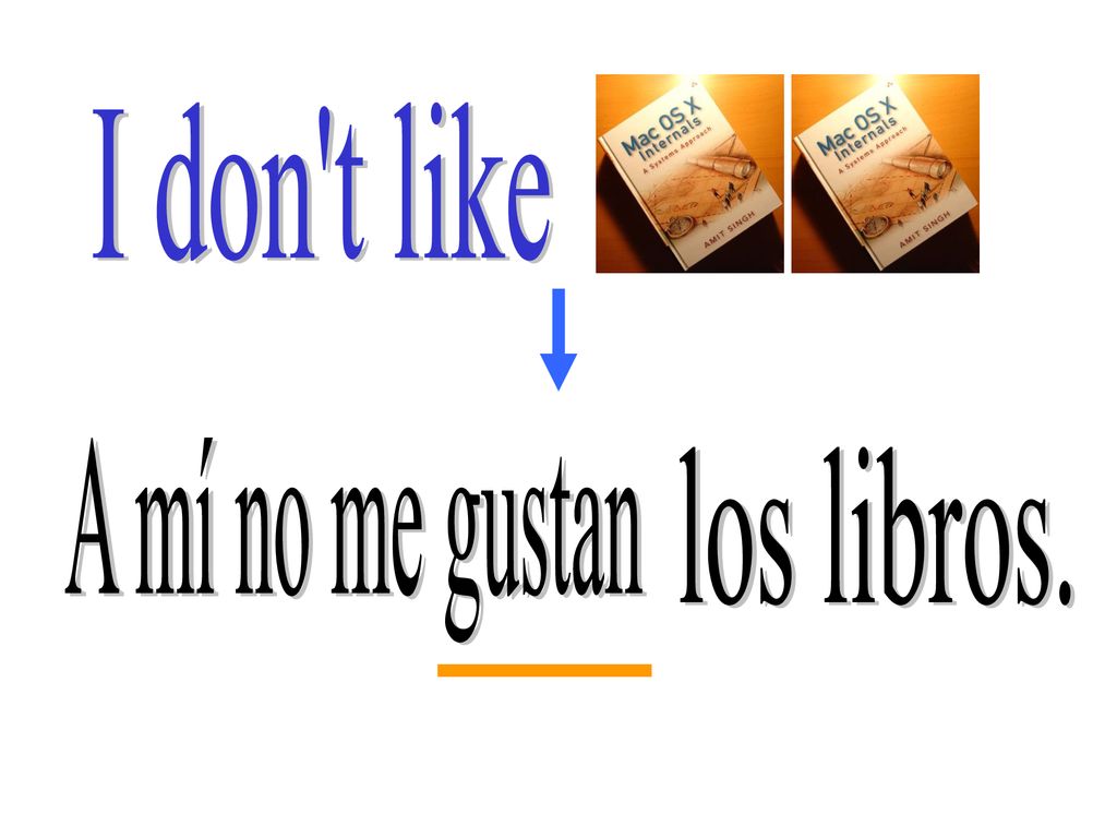 I don t like A mí no me gustan los libros.