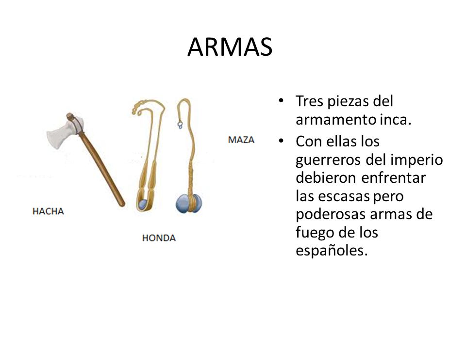 ARMAS Tres piezas del armamento inca.