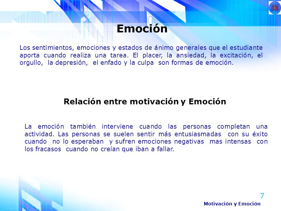 Relación entre motivación y Emoción