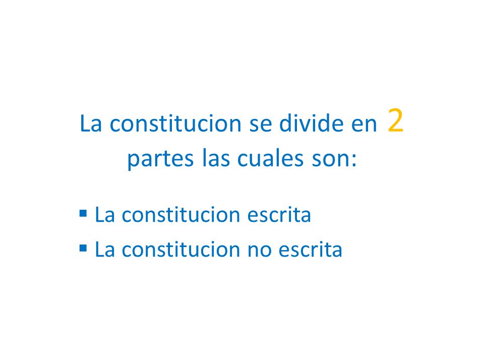 La constitucion se divide en 2 partes las cuales son:
