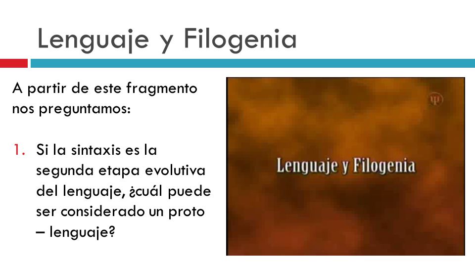Lenguaje y Filogenia A partir de este fragmento nos preguntamos:
