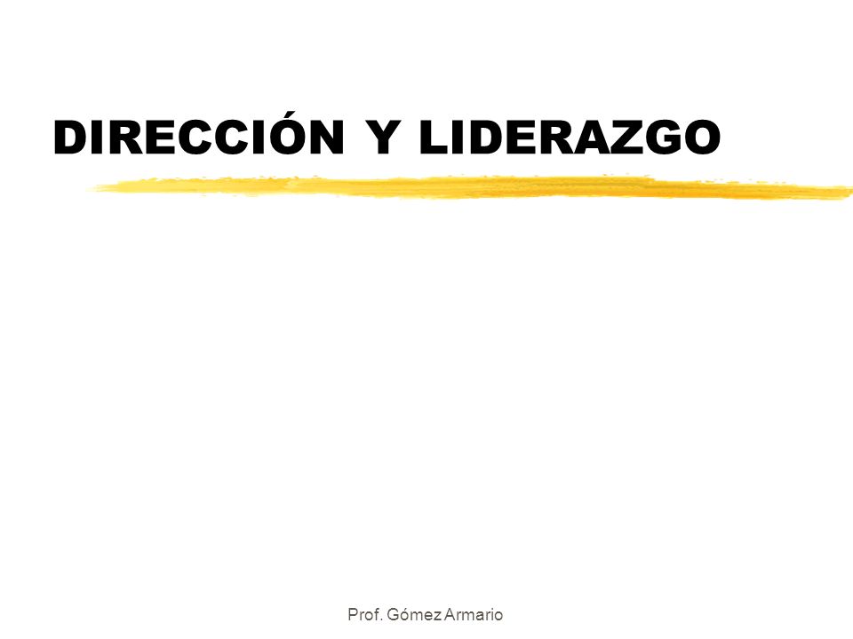 DIRECCIÓN Y LIDERAZGO Prof. Gómez Armario