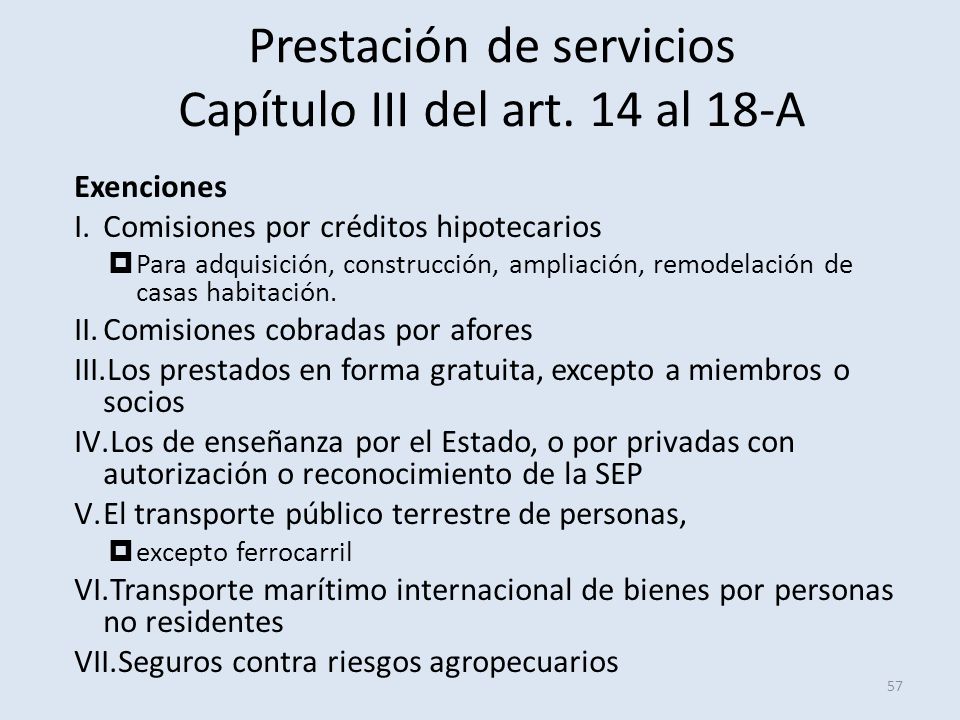 Prestación de servicios Capítulo III del art. 14 al 18-A
