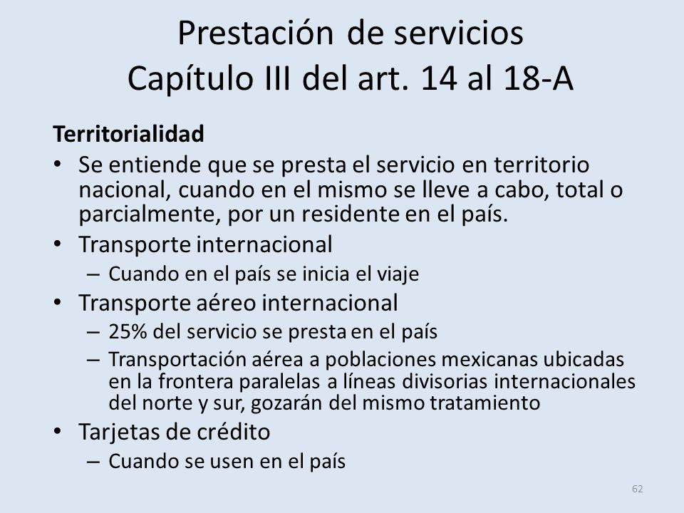Prestación de servicios Capítulo III del art. 14 al 18-A