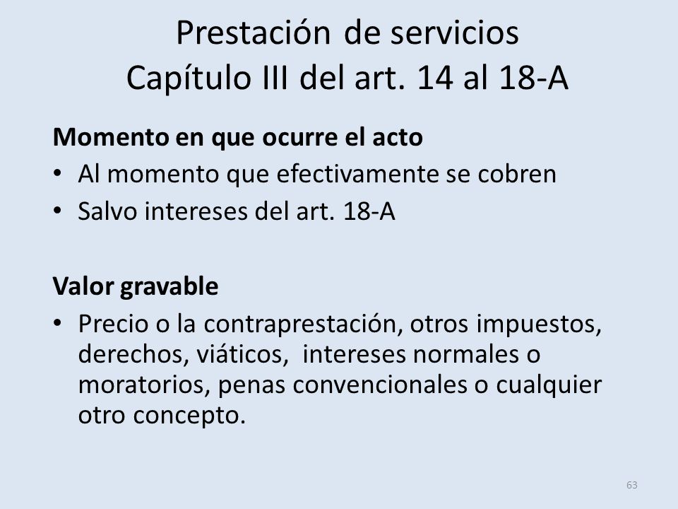 Prestación de servicios Capítulo III del art. 14 al 18-A