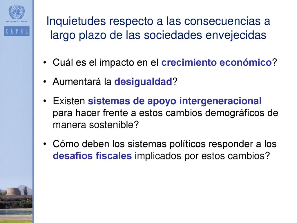 Inquietudes respecto a las consecuencias a largo plazo de las sociedades envejecidas