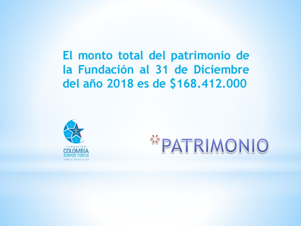El monto total del patrimonio de la Fundación al 31 de Diciembre del año 2018 es de $