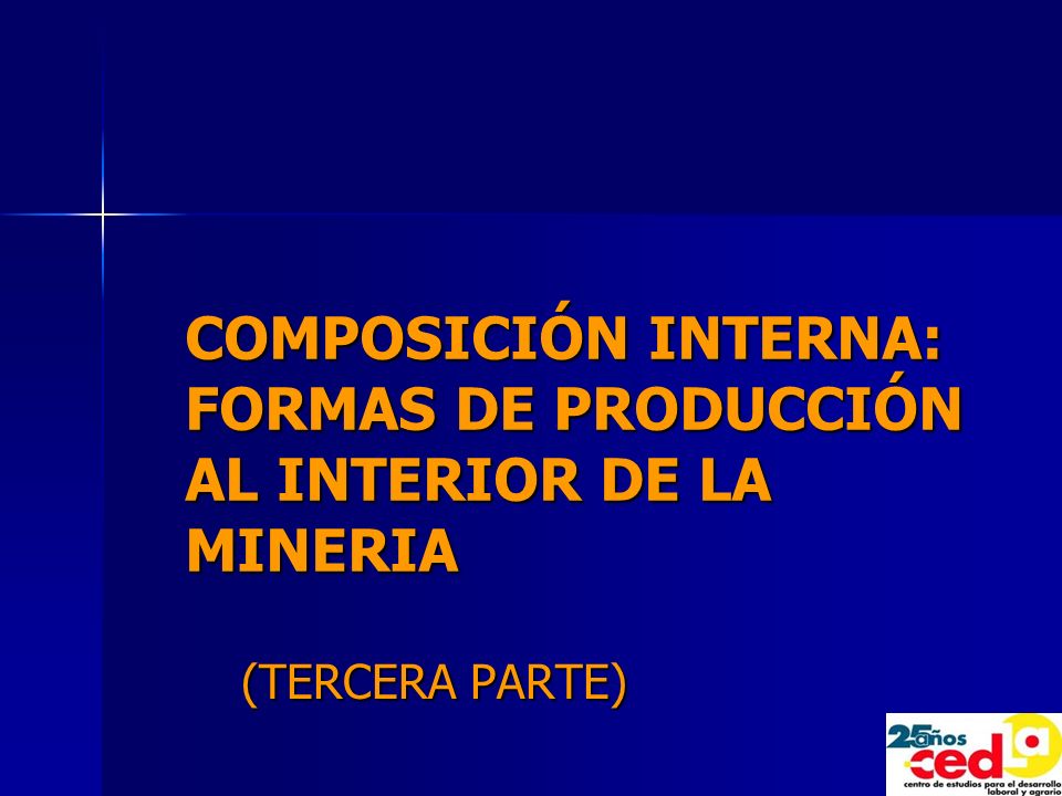 COMPOSICIÓN INTERNA: FORMAS DE PRODUCCIÓN AL INTERIOR DE LA MINERIA