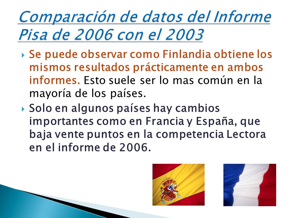 Comparación de datos del Informe Pisa de 2006 con el 2003