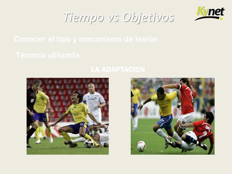 Tiempo vs Objetivos Conocer el tipo y mecanismo de lesión