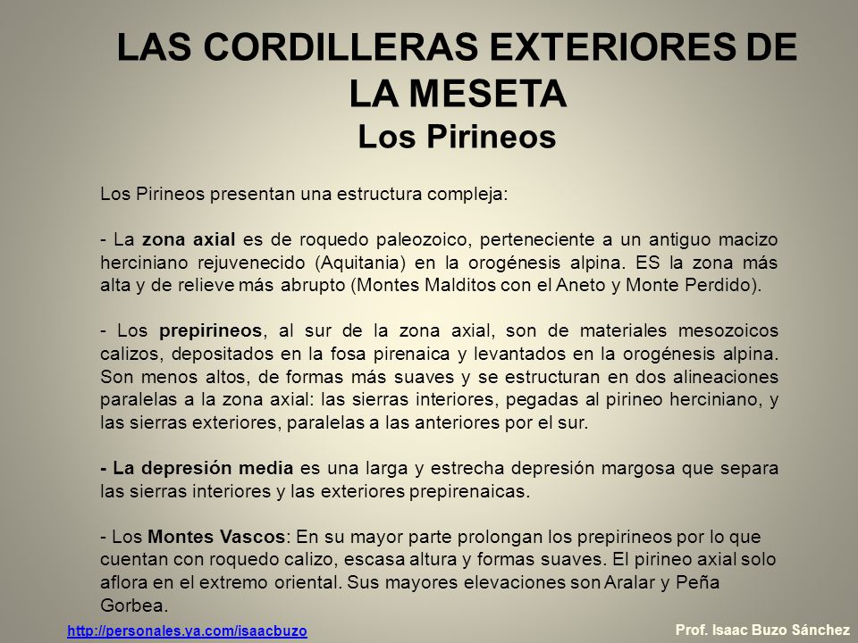 LAS CORDILLERAS EXTERIORES DE LA MESETA Los Pirineos