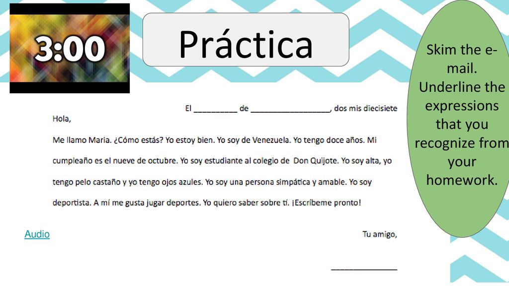 Underline the expressions that you recognize from your homework.