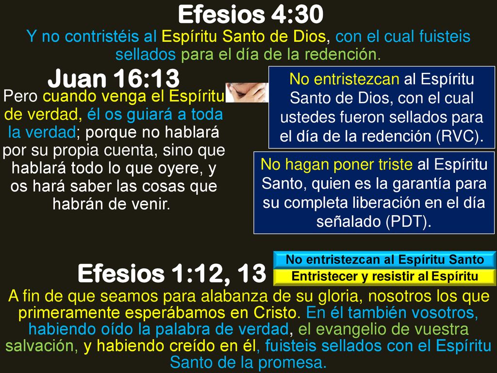 No entristezcan al Espíritu Santo Entristecer y resistir al Espíritu