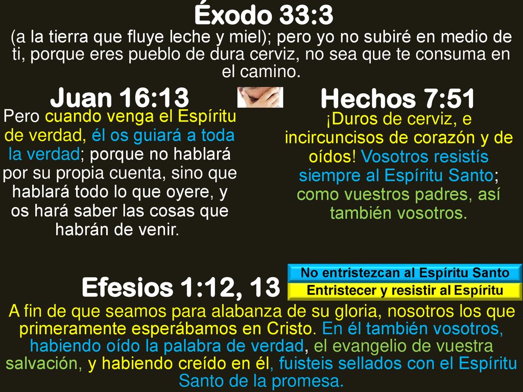 No entristezcan al Espíritu Santo Entristecer y resistir al Espíritu