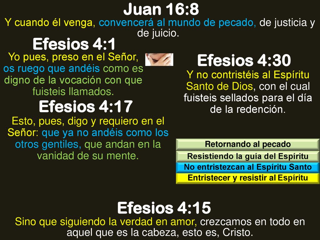 Juan 16:8 Efesios 4:1 Efesios 4:30 Efesios 4:17 Efesios 4:15