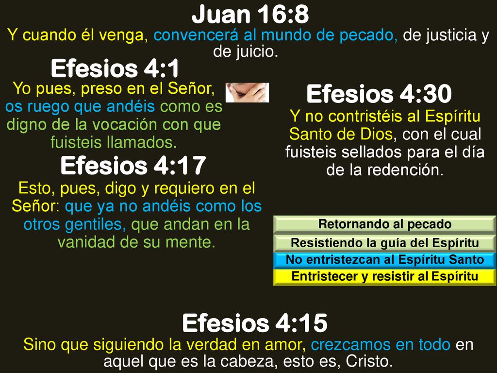 Juan 16:8 Efesios 4:1 Efesios 4:30 Efesios 4:17 Efesios 4:15
