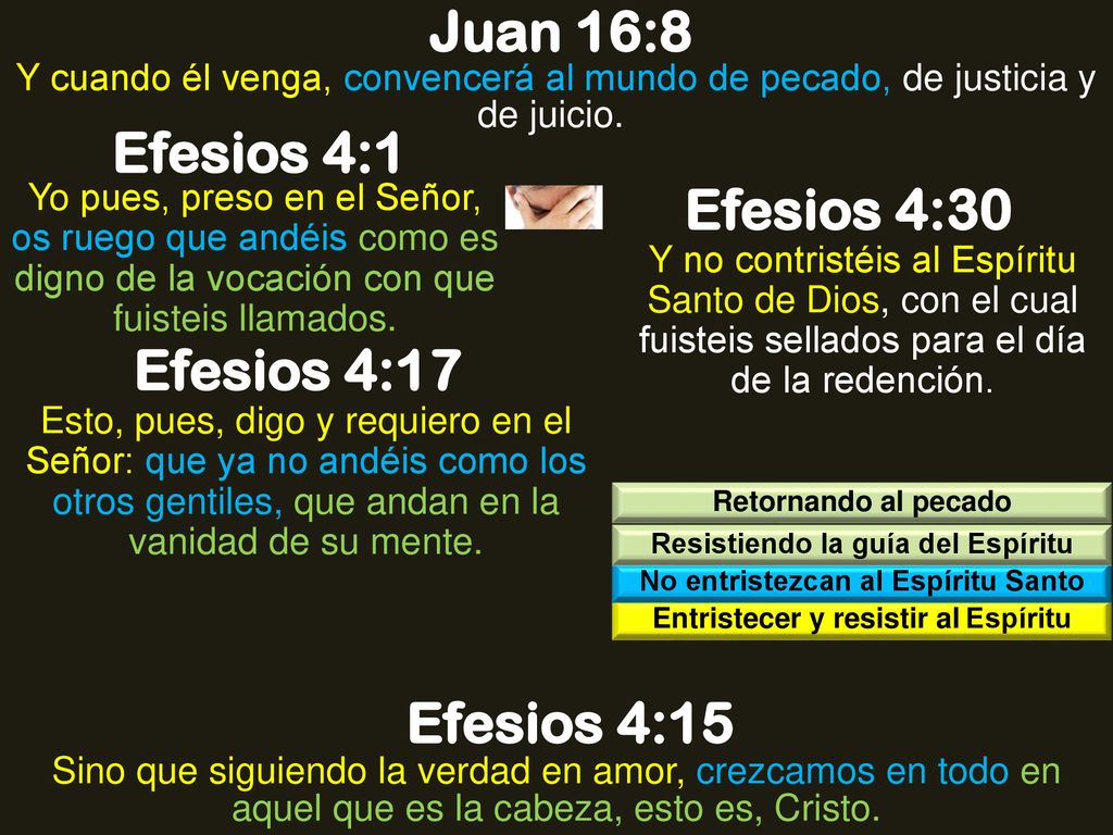 Juan 16:8 Efesios 4:1 Efesios 4:30 Efesios 4:17 Efesios 4:15