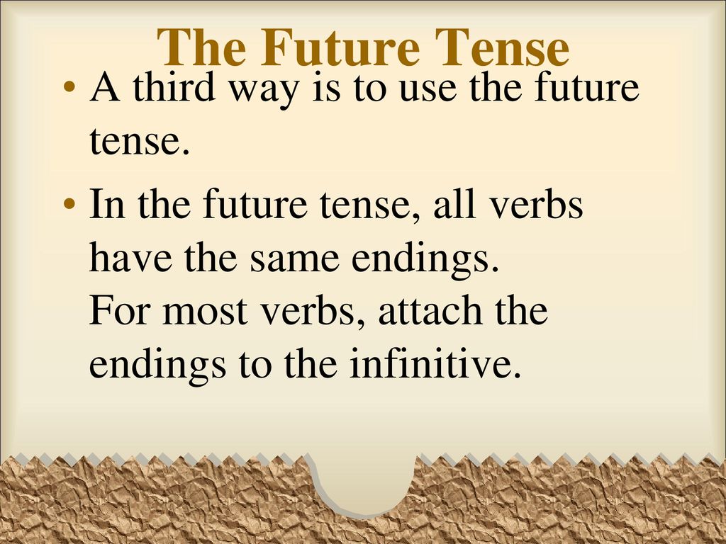 The Future Tense A third way is to use the future tense.