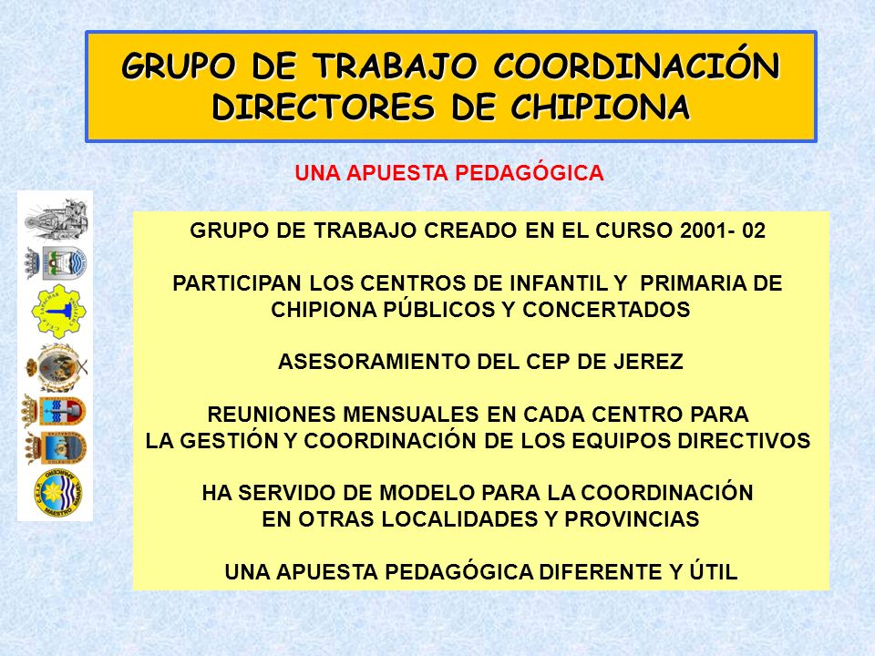 GRUPO DE TRABAJO COORDINACIÓN DIRECTORES DE CHIPIONA