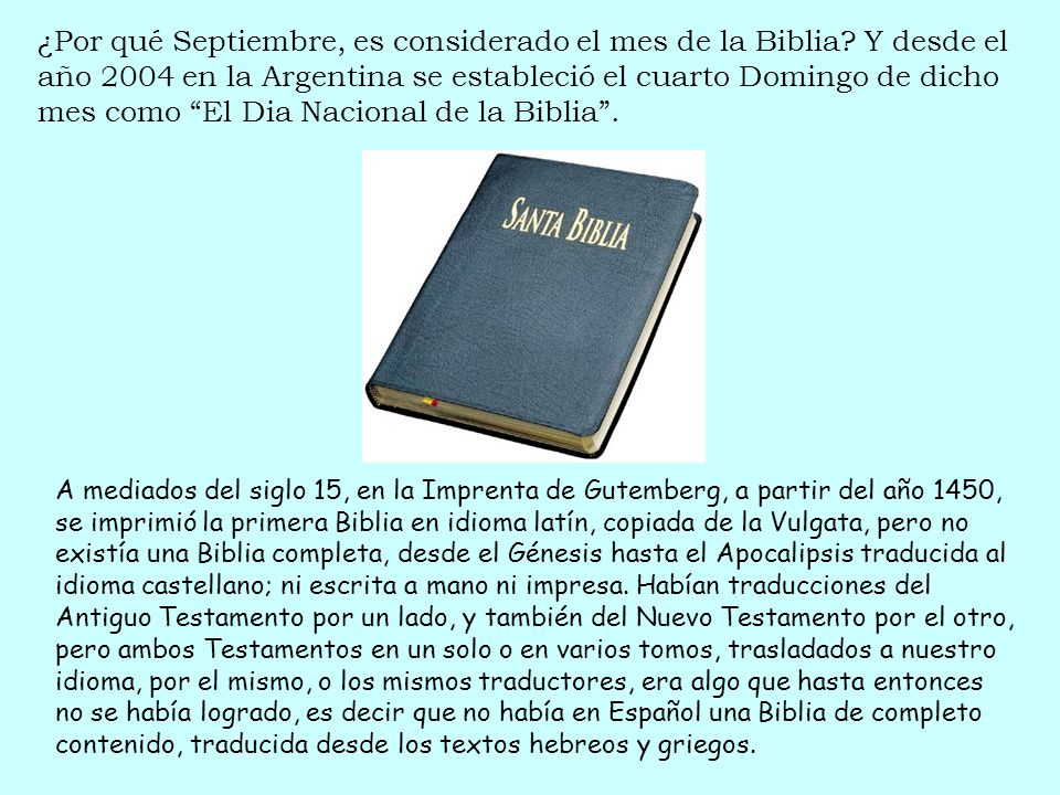 ¿Por qué Septiembre, es considerado el mes de la Biblia