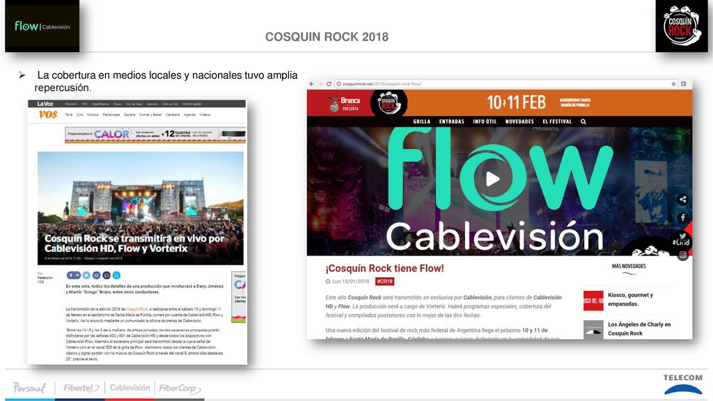 COSQUIN ROCK 2018 La cobertura en medios locales y nacionales tuvo amplia repercusión.