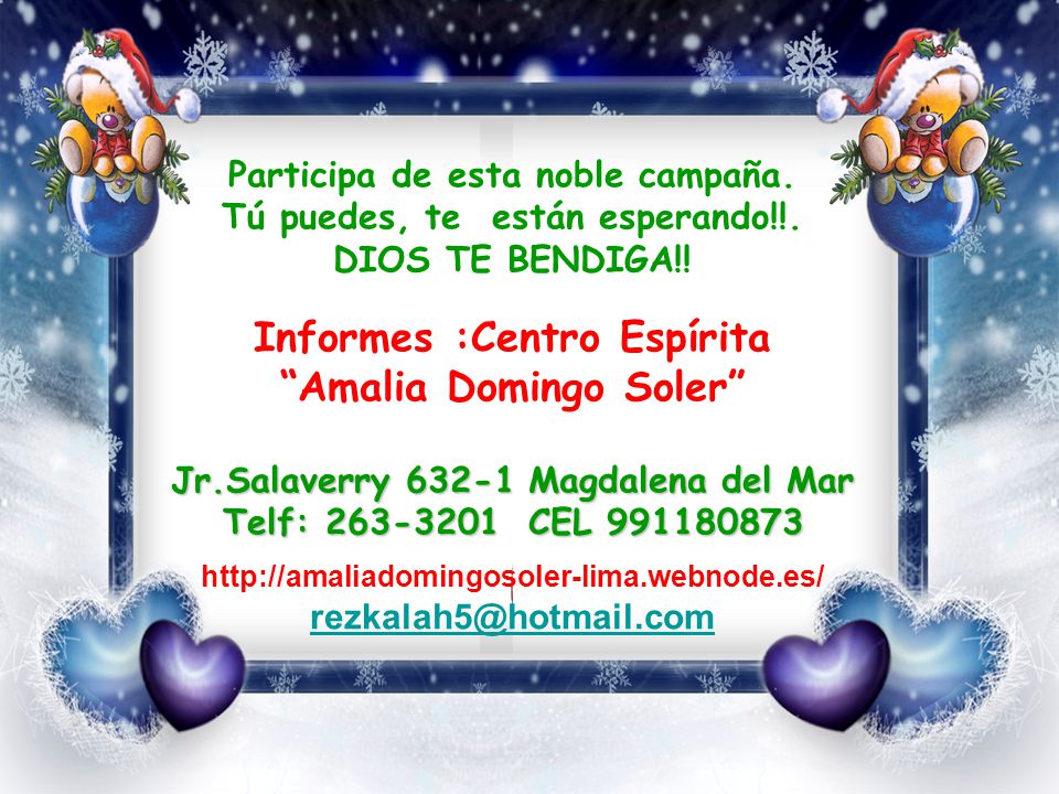 Informes :Centro Espírita Amalia Domingo Soler