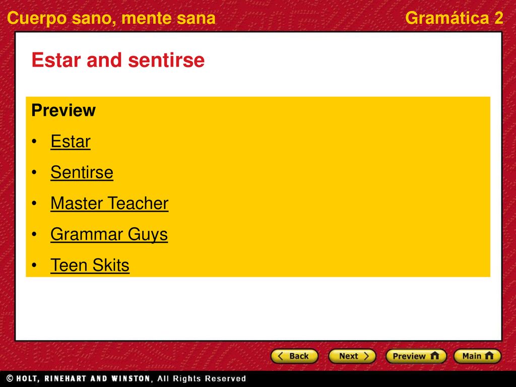 Estar and sentirse Preview Estar Sentirse Master Teacher Grammar Guys